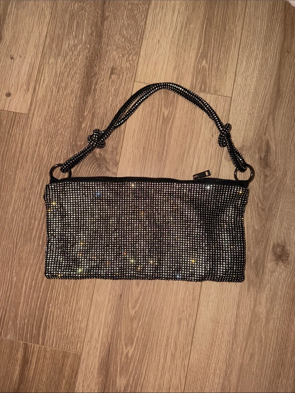 Black Rhinestone Evening Shoulder Bag